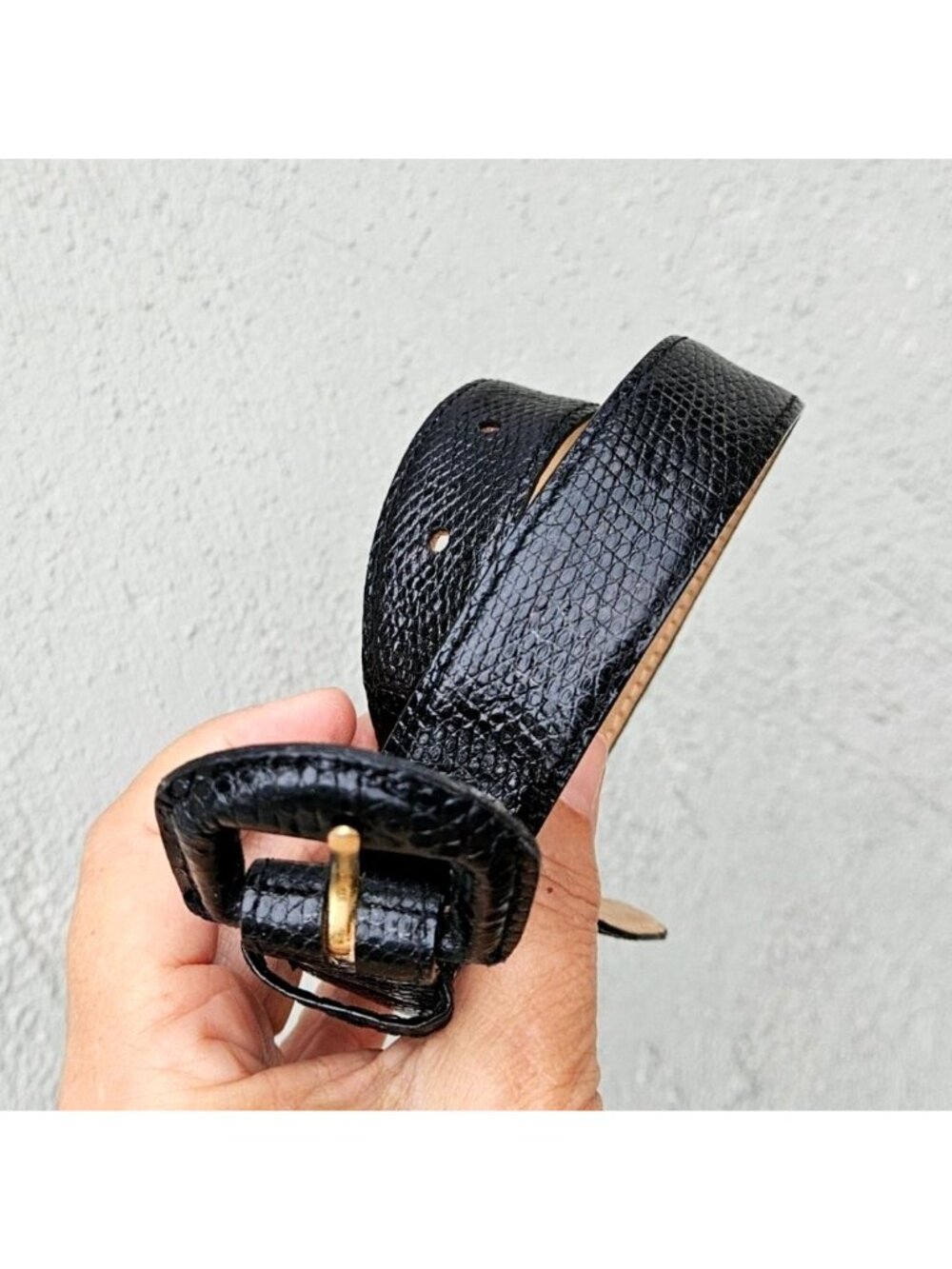 Vintage 80s Nordstrom Black Genuine Lizard Skin Belt Size S 23-27 - Picture 15 of 15